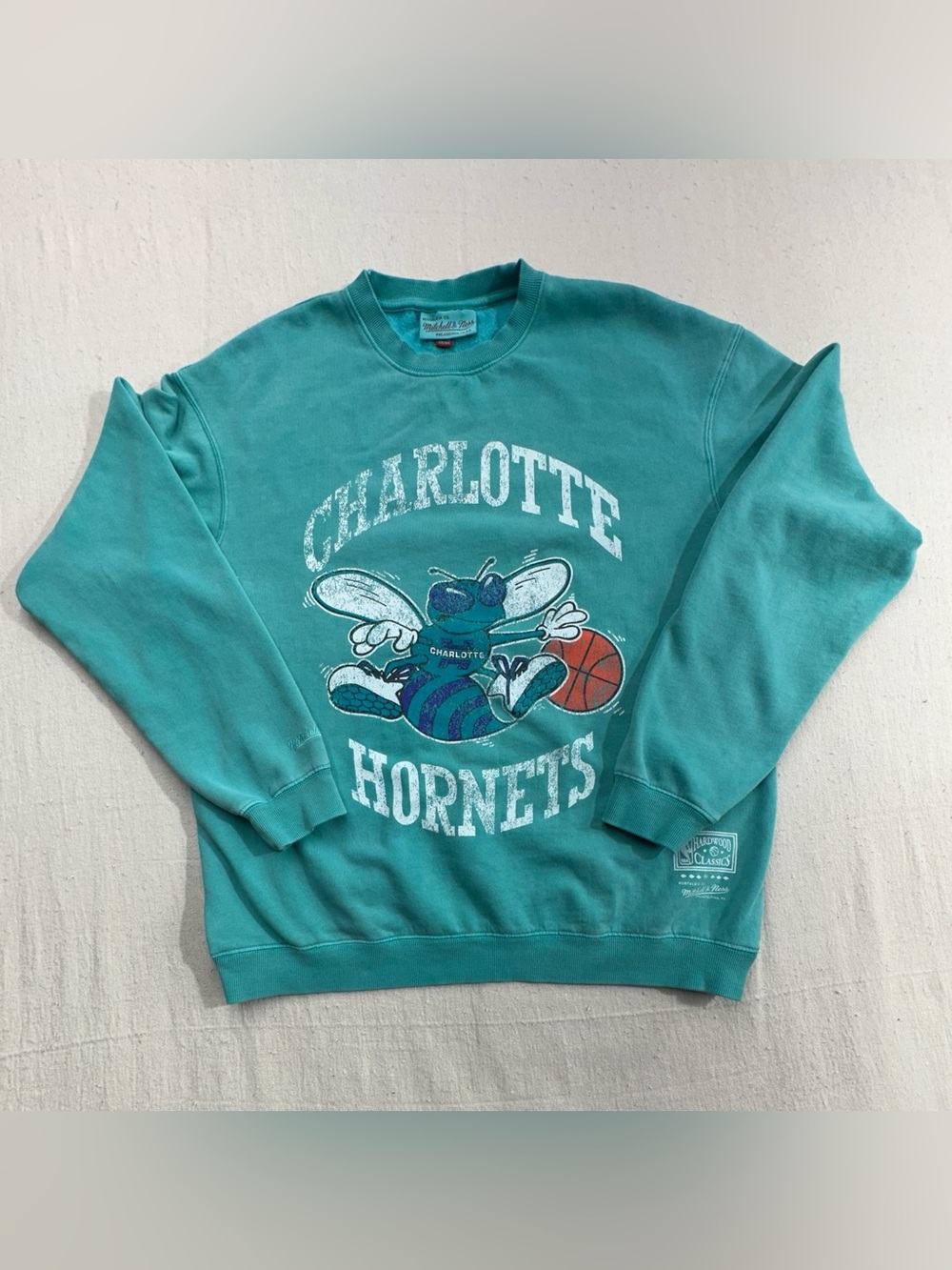 Mitchell & Ness Teal Charlotte Hornets Crewneck Sweatshirt NBA Buzz Retro (e)